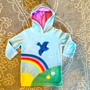 Mini Boden terry coverup EUC 4-5y bluebird rainbow